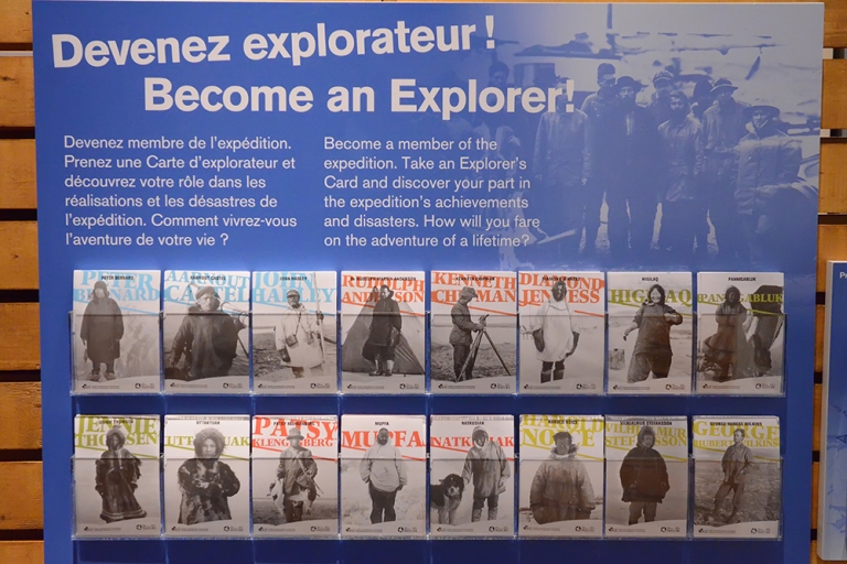 Cartes explorateurs du jeu de rôle intégré dans l’exposition « Expédition : l’Arctique », 2013.